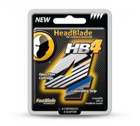 HeadBlade HB4 - 4 cuchillas de afeitar lubricadas + 1 adaptador, Negro