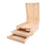 Headerbs Caja Pochade de Pino para Pintar, Sostiene Lienzo de 24in, Máx. | Almacenamiento de bocetos Plein Air, dos cajones deslizantes, plegables a 10,75 x 14,75 pulgadas, soporte superior