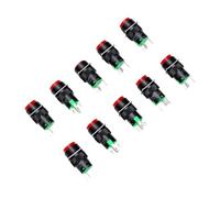 Headerbs Interruptor de Botón Pulsador Iluminado de 16 Mm, LED Verde, | Botón de reinicio con bloqueo automático, contacto 1NO 1NC, conector hembra, control nominal 5A, actuador de cabeza plana,