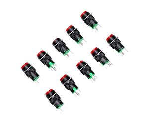 Headerbs Interruptor de Botón Pulsador Iluminado de 16 Mm, LED Verde, | Botón de reinicio con bloqueo automático, contacto 1NO 1NC, conector hembra, control nominal 5A, actuador de cabeza plana,