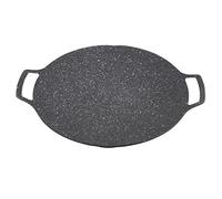 Headerbs Sartén Teppanyaki Redonda, Placa de Parrilla de Barbacoa Coreana de Aleación de Aluminio Plancha Antiadherente de 36 Cm con Aislamiento Térmico, Superficie de Cocción Lisa para Estufa de