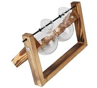 Headerbs Terrario de Planta con Soporte de Madera Vidrio de Vidrio en la Rejilla de Pino Ideal para la Decoración del Hogar para la Propagación de la Planta Bulbo de Bulbo Pantallas de Flores de (#2)