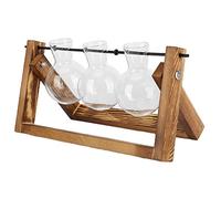 Headerbs Terrario de Planta con Soporte de Madera Vidrio de Vidrio en la Rejilla de Pino Ideal para la Decoración del Hogar para la Propagación de la Planta Bulbo de Bulbo Pantallas de Flores de (#3)