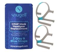 Headgear - Correas de repuesto para ResMed AirFit F20 Full Face CPAP Mask by Snugell | Color gris y azul | Pack de dos (2) correas | Clips no incluidos | Material de nailon duradero de alta calidad