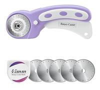 Headley Tools Cortador de tela con 5 cuchillas de repuesto, cortador de tela con mango ergonómico y cierre de seguridad, cortador de rodillo de 45 mm para tela, cuero, manualidades, costura, acolchado