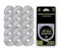 Headley Tools Cuchillas de corte giratorias de 45 mm (paquete de 15) para Olfa, Fiskars, Dafa, Dremel, Trueut, repuesto para manualidades, álbumes de recortes, manualidades, afiladas y duraderas