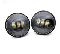 Headlight Motocicleta 2 Luces Antiniebla LED Motocicleta 4,5 Pulgadas Soporte Montaje Anillo Carcasa 30 W 1/2 Luz Cruce Auxiliar Motocicletas Motocicleta Faro Delantero(2 pcs Black)