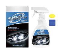 Headlight Restoration Kit - Lens Restorer Spray for Clear Visibility, Easy Headlight Cleaner with Sponge and Towel Cleaning Solution for Night Driving, Vehicle Maintenance, Car Detailing, 355ml