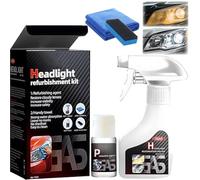 Headlight Restoration Spray Set 180ml Plus Coating 10ml, Headlight Restoration Spray Kit for All Vehicles That Restores Clarity, Removes Yellowing & Oxidation (Set_A,180ml+10ml)