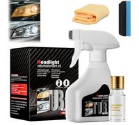 Headlight Restorer,Automotive Headlamp Refurbisher & Crystallization Coating Agent Kit,Headlight Cleaner Spray for Cloudy and Yellowed Headlights with Towel and Sponge,Suitable for All Cars (1)