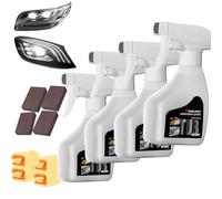 Headlight Restorer, Headlight Cleaner, Heavy Duty Cleaner, Headlight Repair Fluid, Automotive Headlights Renewal and Restoration Kit, with Coating Agent, Towel and Sponge (4pcs)