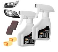 Headlight Restorer, Headlight Cleaner, Heavy Duty Cleaner, Headlight Repair Fluid, Automotive Headlights Renewal and Restoration Kit, with Coating Agent, Towel and Sponge (2pcs)