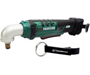 HEADNMORE® Paquete con el destornillador de impacto angular PAWS 20 A1 y el llavero HEADNMORE® (sin batería) de Parkside®, 20 V, 1/2 pulgadas