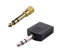 Headphone Adapter Gold Plug & Mono 6.35mm Male Plug to Dual 6.35mm Female Socket Splitter Adapter Connector