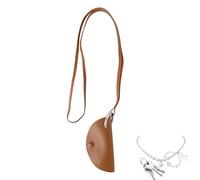 Headphone Storage Bag - 4.3 Inch Neck Pouch | PU Leather Case - Compact Carrying Pouch with Strap For Earphones Keys Small Accessories Travel Organizer Lightweight Black Brown