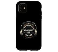Headphones On World Off Music Audio Listener Carcasa para iPhone 11