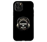 Headphones On World Off Music Audio Listener Carcasa para iPhone 11 Pro
