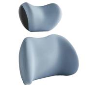 Headrest And Lumbar Support Cushion - Milk Silk 40x27x8cm | Car Lumbar Support Pillow Set, Adjustable Back Supports Cushion, Ergonomic Neck Headrest Pillow For Car Home Airplane | Driving Comfort