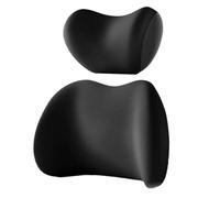 Headrest And Lumbar Support Cushion - Milk Silk 40x27x8cm | Car Lumbar Support Pillow Set, Adjustable Back Supports Cushion, Ergonomic Neck Headrest Pillow For Car Home Airplane | Driving Comfort
