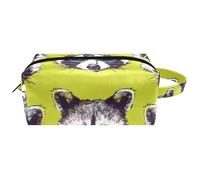 Heads of Cool Raccoons in Colored Glasses Hanging Makeup Bag Water - Neceser de cuero resistente al agua con asa, estuche de cosméticos portátil para mujeres, hombres y niñas, Multicolor 03,