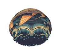 Heads Up Fish - Gorro de ducha de doble capa para mujer, reutilizable, diseño de gran tamaño adecuado para todas las longitudes de cabello, adecuado para niñas, spa y salón de belleza en casa.