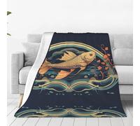 Heads Up Fish - Manta de franela ultrasuave para el hogar, manta de siesta, tapete de picnic para camping, 80 x 60 pulgadas