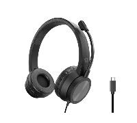 HEADSET CONCEPTRONIC POLONA05B CONEXION USB-C MICROFONO FLEXIBLE CONTROL VOLUMEN REDUCCION DE RUIDO