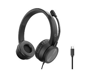 HEADSET CONCEPTRONIC POLONA05B CONEXION USB-C MICROFONO FLEXIBLE CONTROL VOLUMEN REDUCCION DE RUIDO