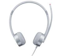 Lenovo 100 - Auriculares analógicos estéreo (Aislamiento de Ruido, Micrófono de 180 Grados, Diseñado para VOIP, Banda Ajustable y Brazo Extensible) - Gris Nube