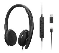 HEADSET USB-C LENOVO ESTEREO ANC MICROFONO CANCELACION DE RUIDO ACTIVA CON ADAPTADOR USB-A