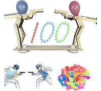 Headshot WoodBots, 2025 new Whack A Balloon Strategy Board Games,Handmade Wooden Shooting Puppets Balloon Game,Balloons Bamboo Man Battle, Fun Party Game for 2 Players with 100 Balloons (1 pcs)