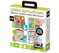 Headu - Busque, Abra y Encuentra Montessori - Memoria y observación para los más pequeños - Juego Educativo 2 3 4 5 6 años - 4 Casas con Cerradura y Llave Especial