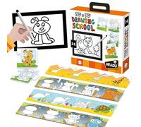Headu by Step Drawing School. Juego Educativo para Aprender niñas de Entre 3 y 6 años. Un Kit Original para enseñarle al niño a Dibujar los Animales Paso, Multicolor, M (T21062)