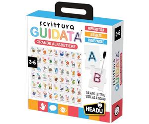 HEADU - Escritura guiada de Gran alfabetista - Prescritura, Alfabeto y Palabras | Juego Educativo para niños de 3 a 6 años, aprende a Leer y Escribir calcando Las Letras en Hueco, Idea Regalo