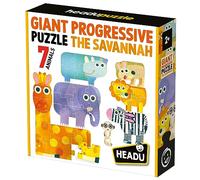 Headu Giant Progressive Puzzle The Savannah 7 Puzzles con Grandes Piezas Mu55362 Rompecabezas educativos para niños Edad 2+ Made in Italy