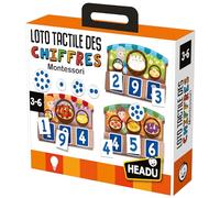 Headu - Loto Tactil 123 Montessori - Números y cantidades | Juego Educativo 2 3 4 5 6 años - Regalo para niños