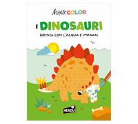 HEADU - Magic Color I Dinosaurios - Pinta con agua y aprende | Libro mágico para colorear con agua, libro educativo 3-6 años, 24 páginas para colorear para descubrir los dinosaurios, pintar y