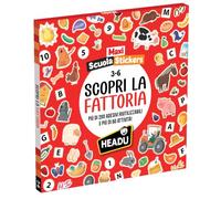 Headu - Maxi Escuela Stickers Descubre la Granja - con Maxi Escenario | Juego educativo para niños de 3 a 6 años, 237 pegatinas reutilizables, 10 tarjetas y más de 60 actividades en números