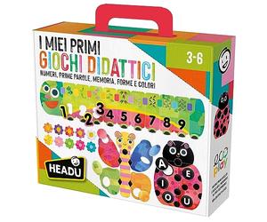 Headu Mis Primeros Juegos educativos con números de Voz, Formas de Colores y Memoria. Juego Educativo ecosostenible para niños de 3 a 6 años. Fabricado en Italia