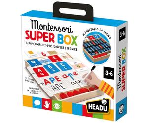 HEADU - Montessori Super Box - El más Completo para Aprender a Escribir y Leer | Juego Montessori para niños de 3 a 6 años, Escritorio de Madera, 96 Letras móviles, Kit para Aprender el Alfabeto