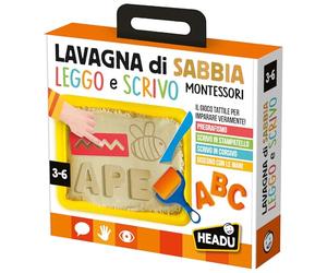 Headu Pizarra de Arena Leo Y Escribo Montessori El Juego Táctil para Aprender Verdaderamente It22403 Juego Educativo para Niños 3-6 Años Made in Italy