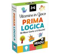 HEADU - Tarjetas de Vitaminas en Juego Primera Lógica - 50 Maxi Cards y 6 Juegos Educativos | Cartas Educativas para Clasificar y Comparar, Juegos de Lógica Niños 3-6 Años, Regalo Navidad Pascua