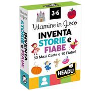 HEADU - Tarjetas Vitaminas Juego Inventa Historias y Cuentos de Hadas - 50 Cards y 10 Cuentos de Hadas |Juegos de Cartas para Niños 3-6 Años, Tarjetas Ilustradas para Inventar y Contar Historias
