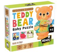 HEADU - Teddy Bear Baby Puzzle -La Primera Base educativa de Madera | Rompecabezas Animales Medios Fruta, Juego Educativo niños 1-3 años, Manualidades y lógica, Regalo Navidad Pascua, Juego de Madera