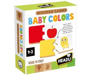 HEADU - Wooden Game Baby Colors - Aprende los Colores Jugando | Juego Educativo de Madera 2-4 años, Formas y Colores, Memoria Visual y motricidad Fina, Idea de Regalo, Fabricado en Italia