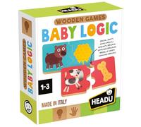 HEADU - Wooden Game Baby Logic - Lógica y Motricidad Fina para niños | Juego Educativo de Madera de 1-3 años, asociar Animales con Comida, Idea de Regalo para niños, Fabricado en Italia