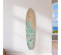 Headwaters Studio Tabla de crecimiento de tabla de surf de madera, decoración de habitación y sala de juegos para niños con montaje en pared, madera con color de onda verde azulado (9.5 pulgadas de