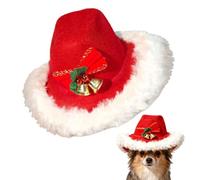 Headwear - Adjustable Cowboy Hat Costume, Pet Clothes Accessory, Christmas Element Design for Puppy Kitten Birthday Party Use, Themed Head Covering, Red