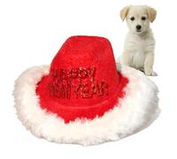 Headwear - Adjustable Cowboy Hat Costume, Pet Clothes Accessory, Christmas Element Design for Puppy Kitten Birthday Party Use, Themed Head Covering, Red