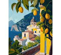 Heaen Lemon Paint by Numbers Adults,DIY Architecture Hand Painted Oil Painting Kit,Paint by Numbers Kits for Beginners with 3 - Brushes and Acrylic Paint for Home Wall Decor 30x50cm Framed